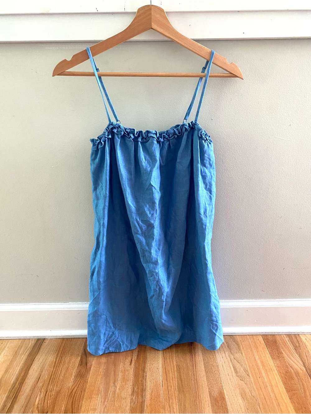 Reformation Ama Linen Mini Dress Parisian Blue Size Small